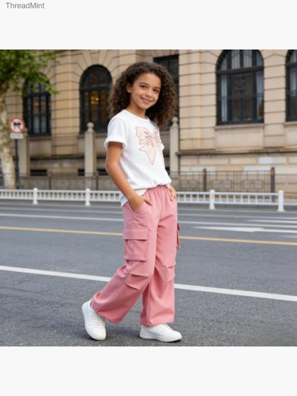 2pc Butterfly Top & Cargo Pants Set Teens Tween Girls 9-14y - Picture 4 of 7
